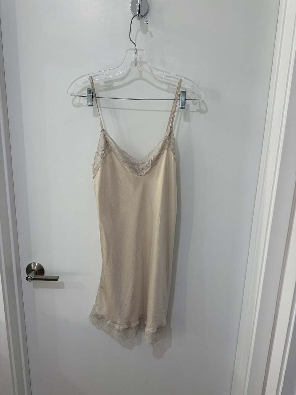 Intimissimi Silk and Lace Slip Chemise Nightgown in Beige